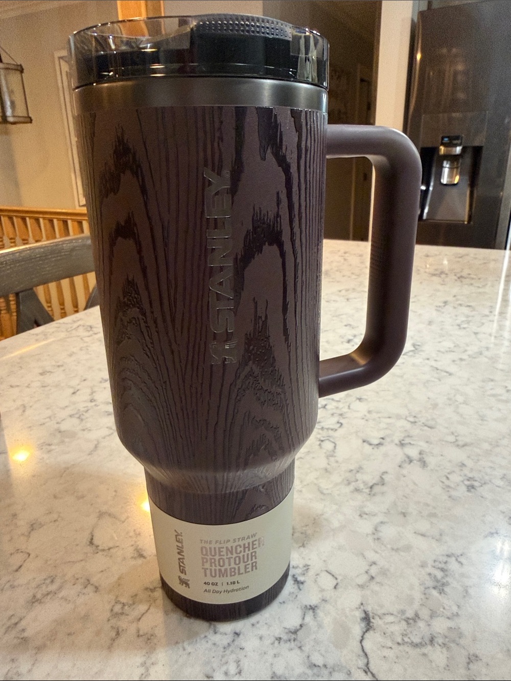 Stanley Brown Woodgrain Insulated Travel Tumbler with Handle